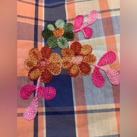 English Factory Embroidered Plaid Flutter Sleeve Top Women Small - Picture 5 of 7